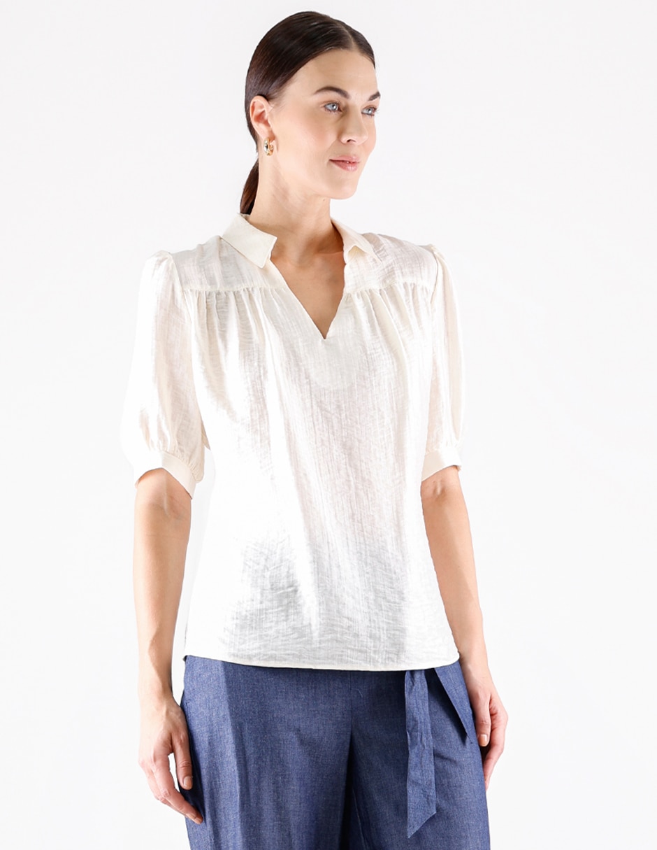 Blusa manga al codo para mujer