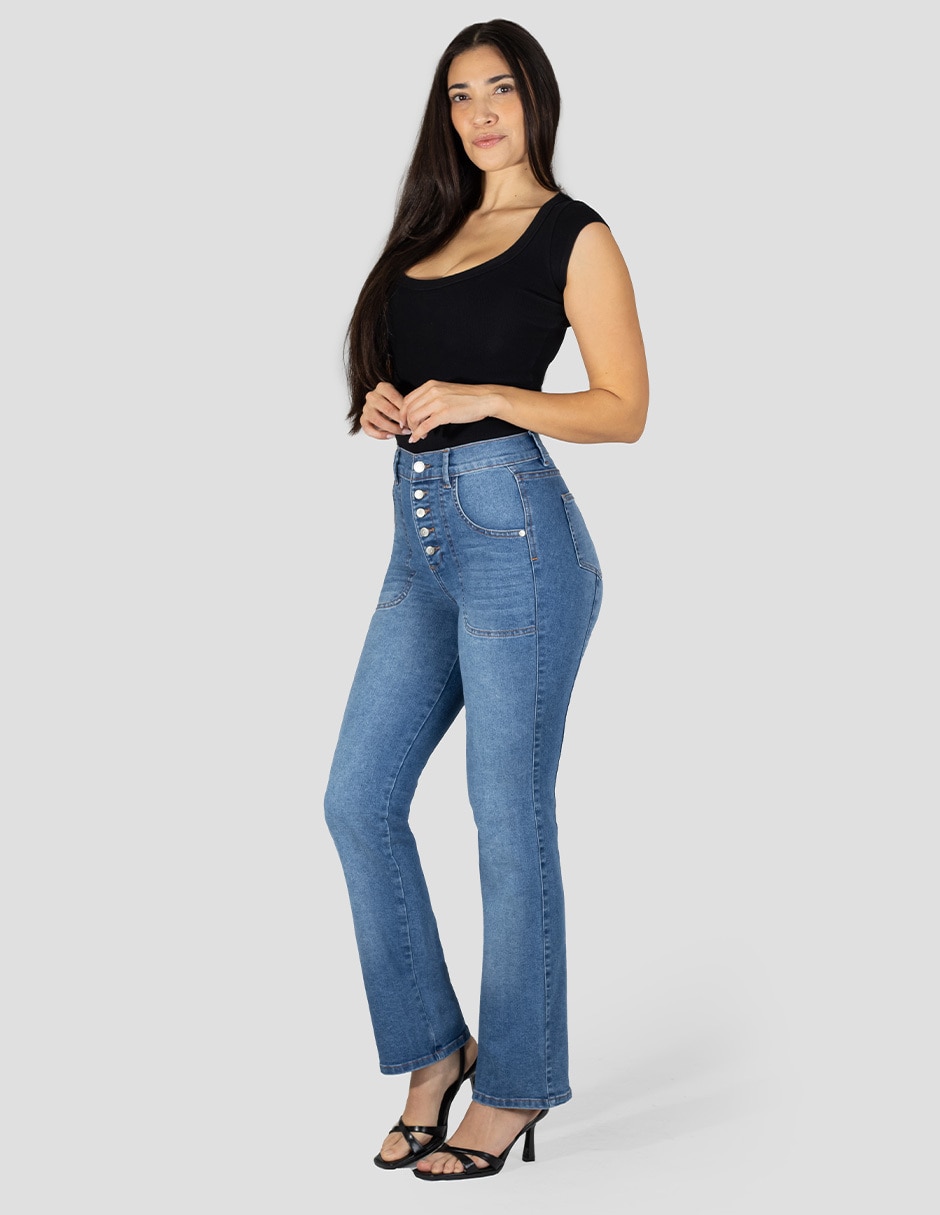 Jeans straight cintura alta para mujer 4