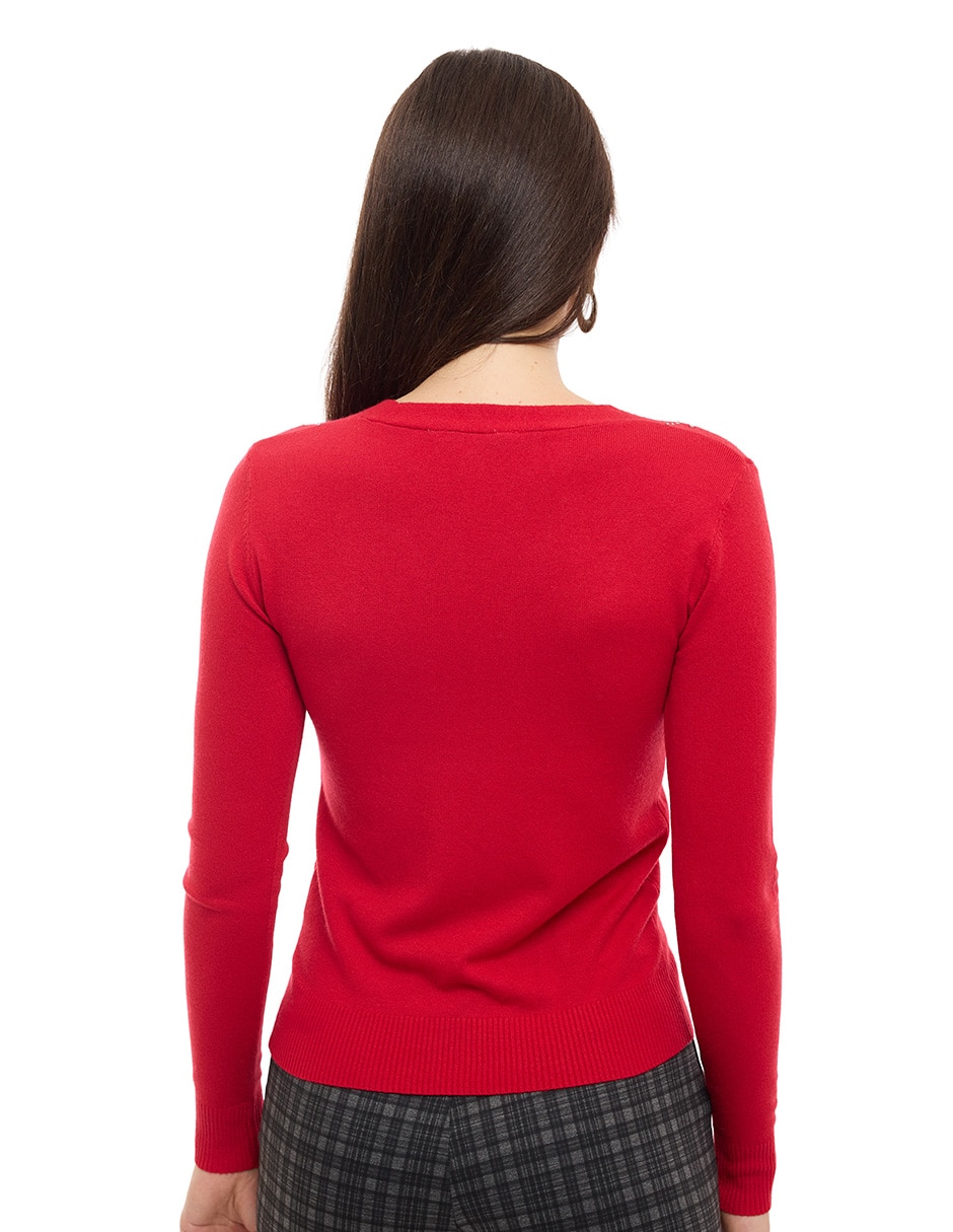 Suéter cuello V para mujer 4