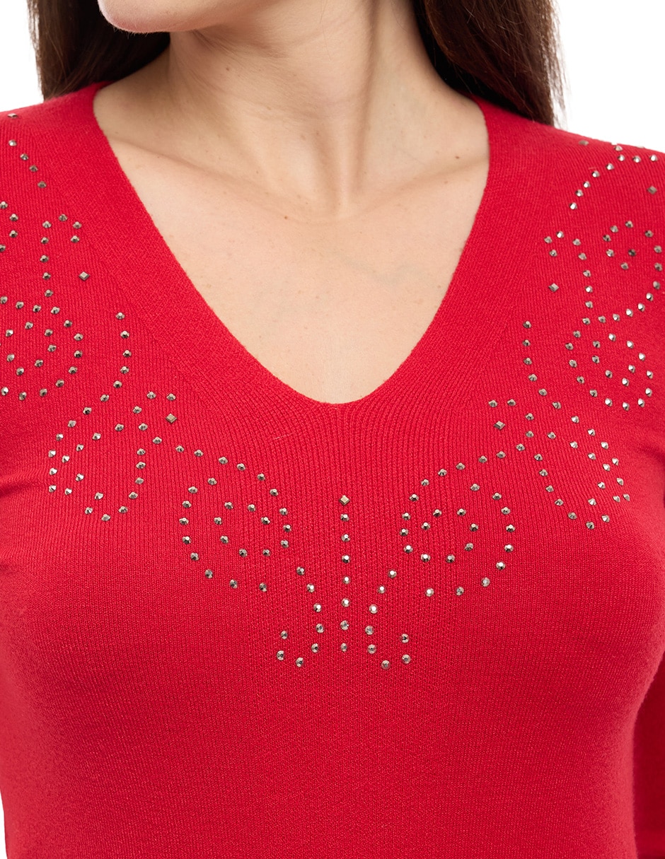 Suéter cuello V para mujer 2