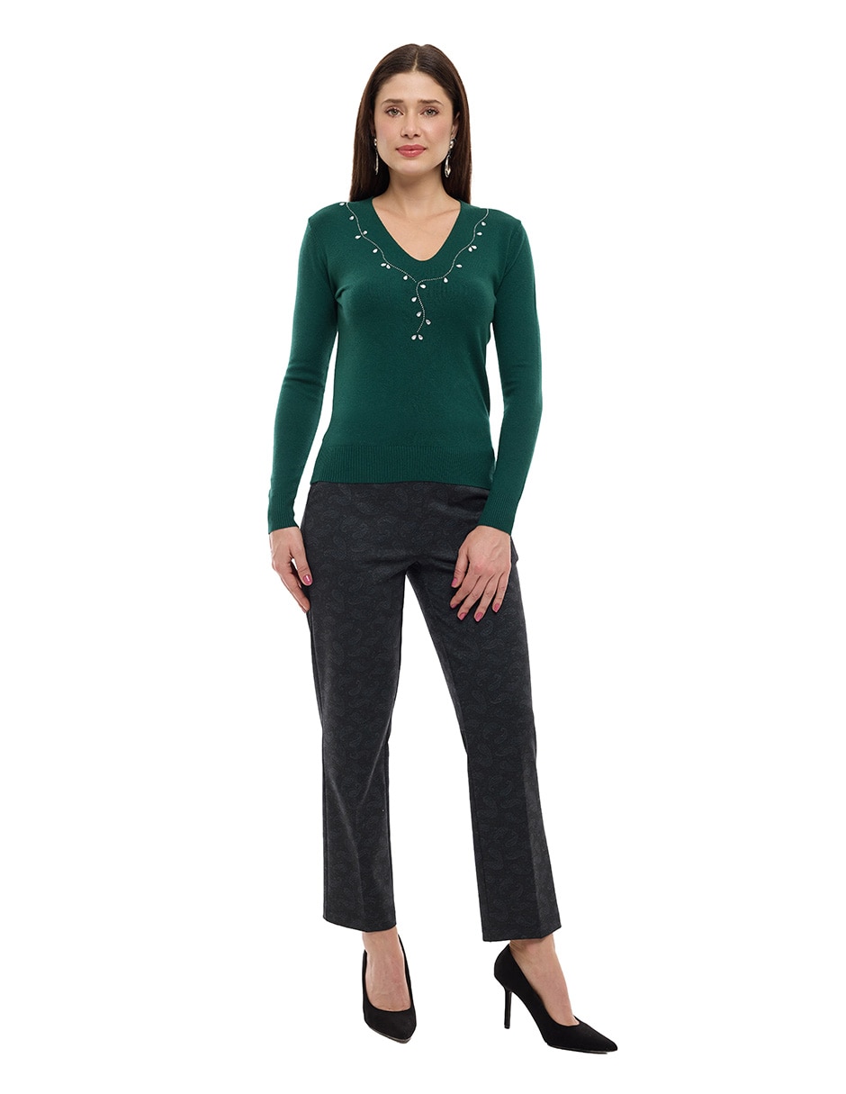 Suéter cuello v para mujer 3
